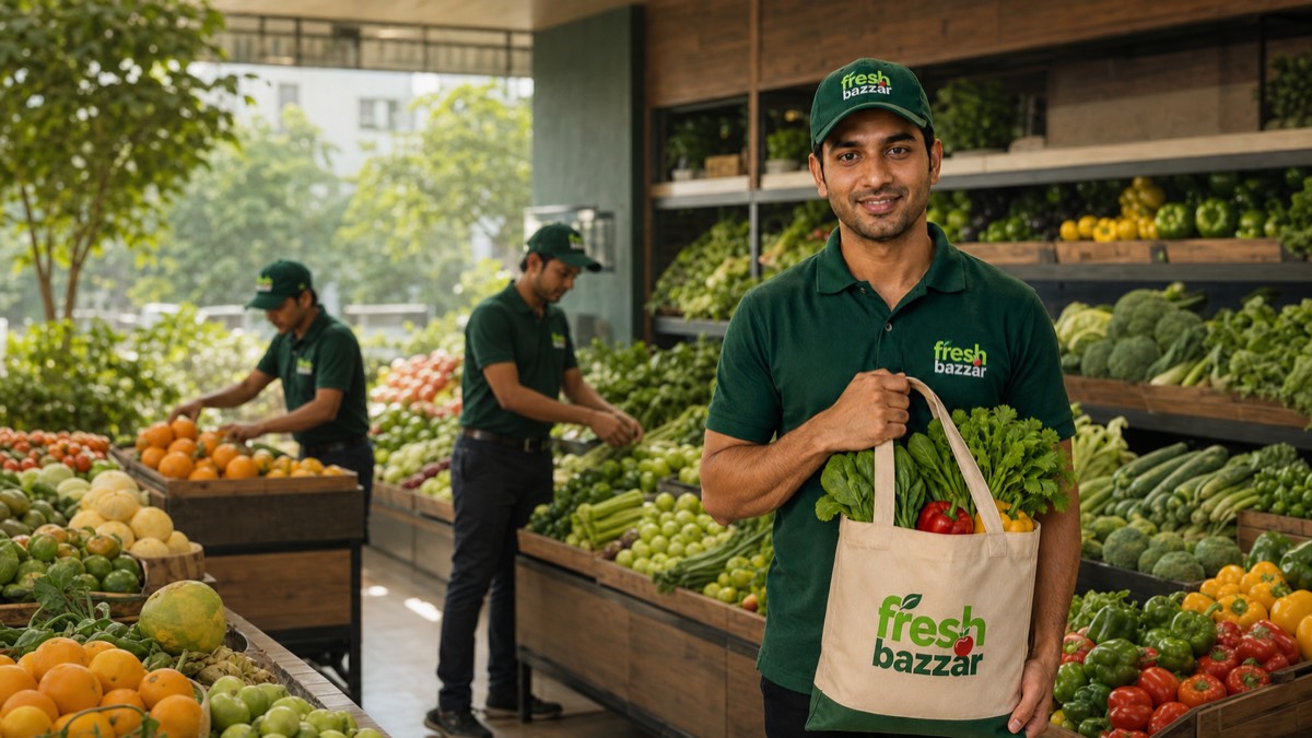 Fresh Bazzar representative with selected produce