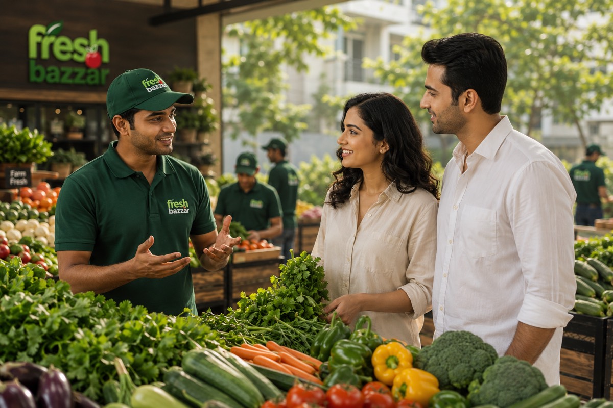 Fresh Bazzar team serving customers